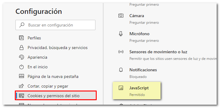 JavaScript permitido