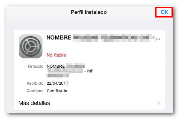 Perfil instalado