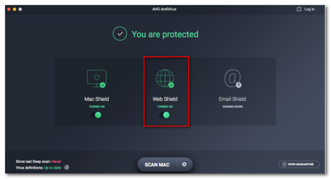 Opciones Antivirus AVG en Mac