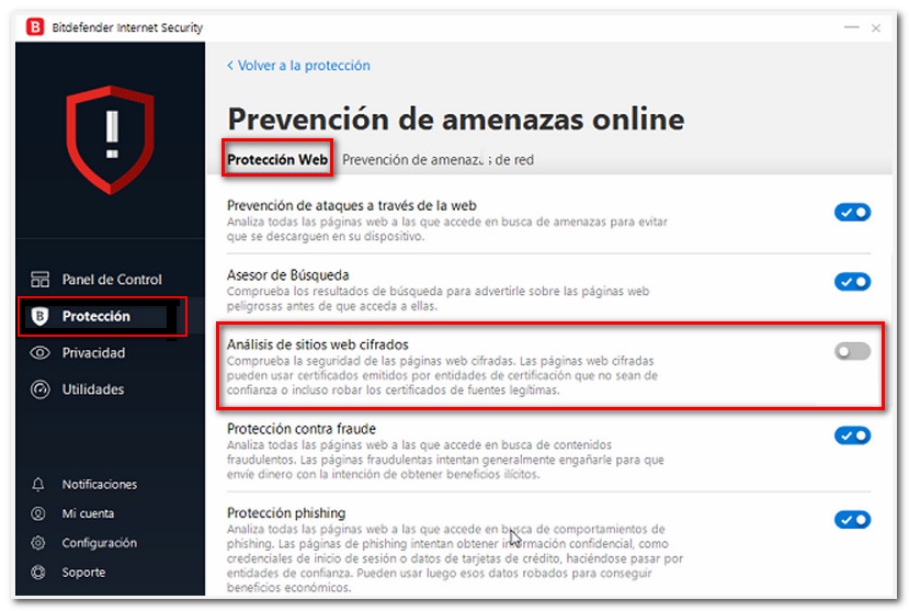 Opciones bitdefender