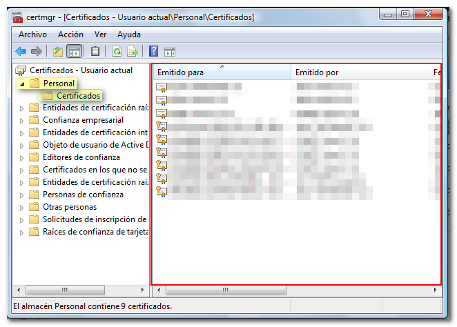 Personal, certificados