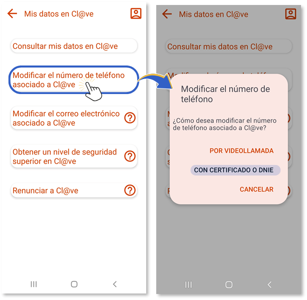 Modificar nº de teléfono por videollamada