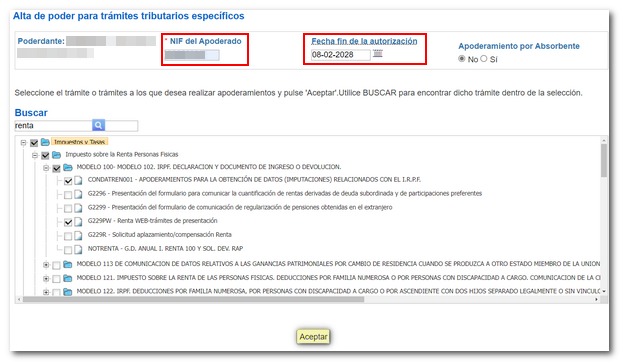 Formulario alta poder específico