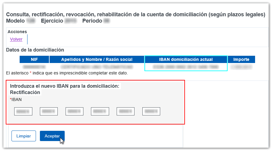 Rectificar IBAN