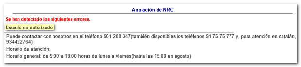 Error: Usuario no autorizado