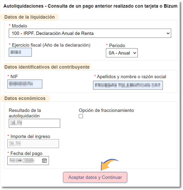 Aceptar datos y continuar