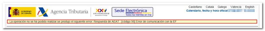 Error de comunicación con la EEFF