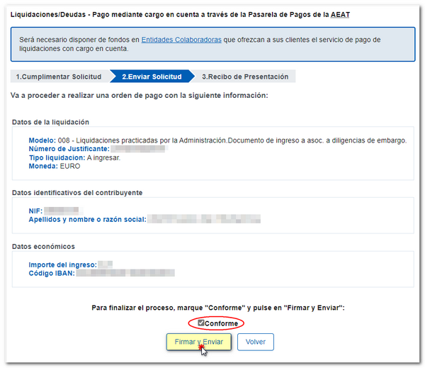 revisar datos formulario pago