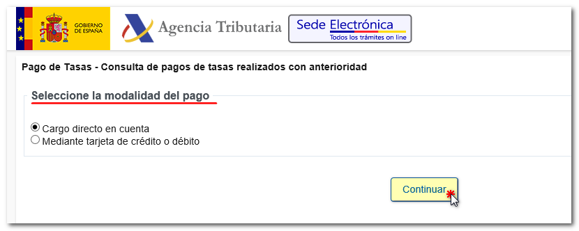 consulta pago tasa cuenta o tarjeta