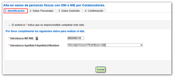 Identificación NIF o NIE