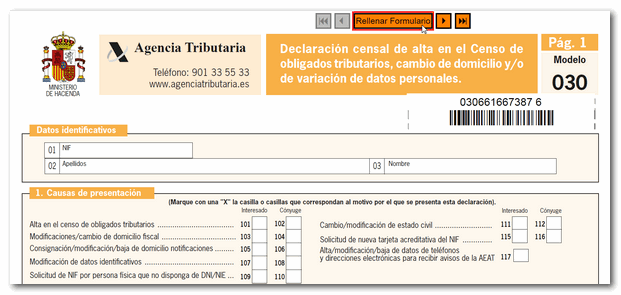 formulario del modelo 030