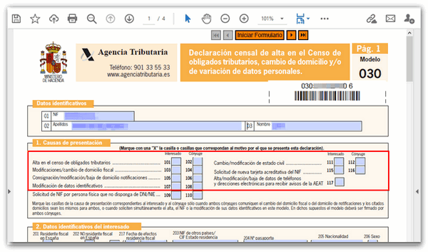 Modelo 030 en PDF