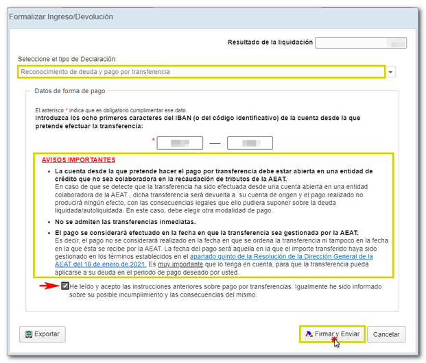 Pago mediante transferencia