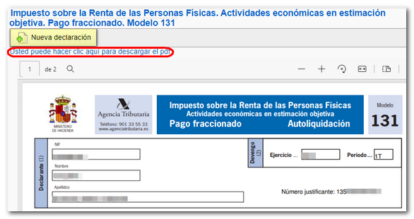 Predeclaración presentación en papel