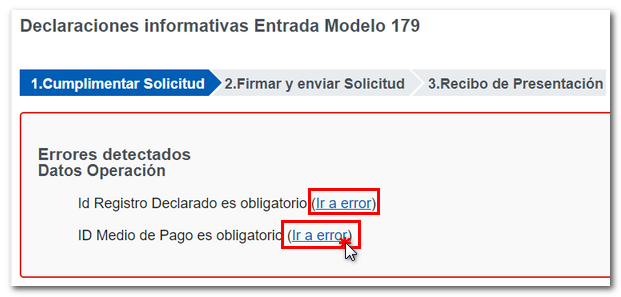Error de validación 179