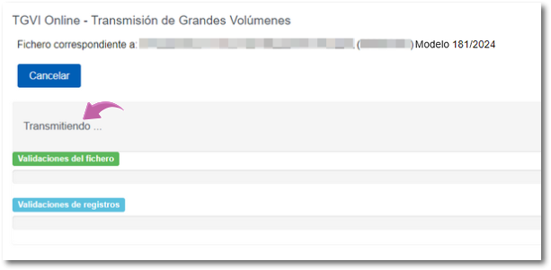 Progreso del porcentaje de validación