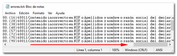 Fichero mensajes de error TXT
