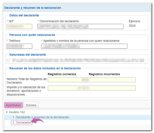 cumplimentar declaración