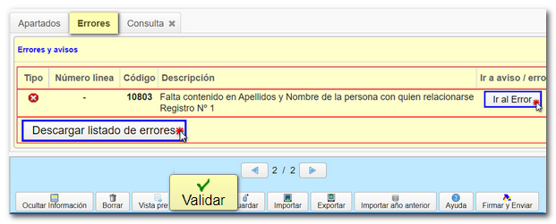 Existen errores