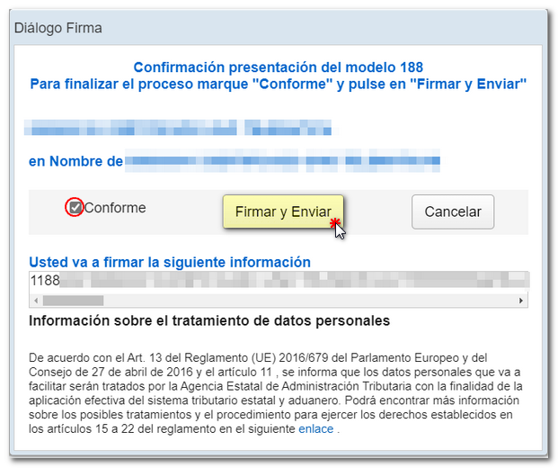 Conforme Firmar y enviar