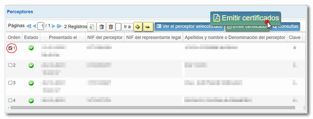 Emitir certificados
