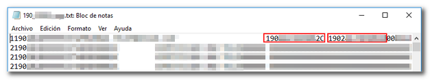 Registros erróneos con formato BOE