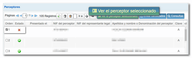 Ver perceptor seleccionado