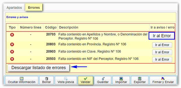 Validar declaración