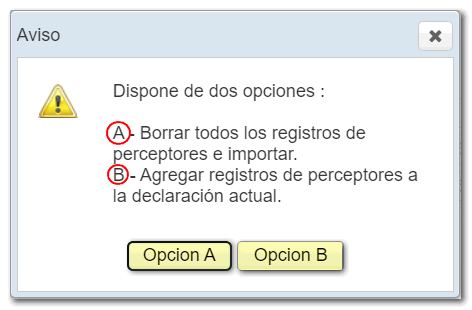 Opciones de importación