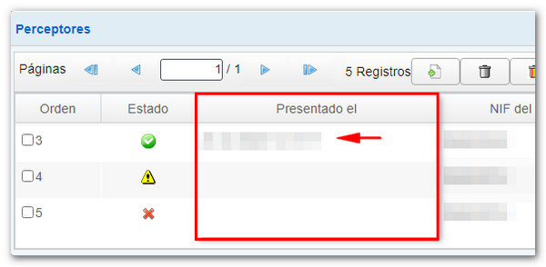 Fecha presentación del registro