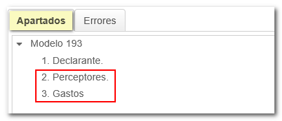 Apartados de la declaración