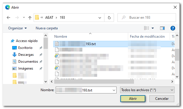 Seleccione el fichero para validar