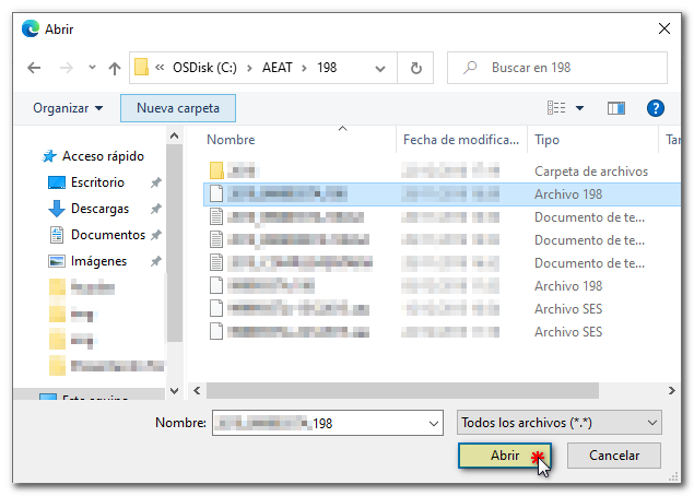 Seleccione el fichero para validar