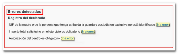 Errores detectados