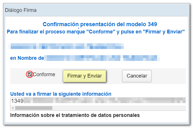 Conforme, firmar y enviar