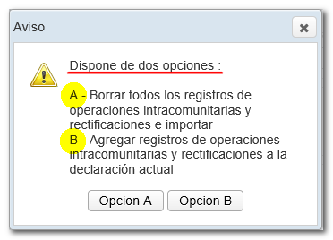 Opciones importación