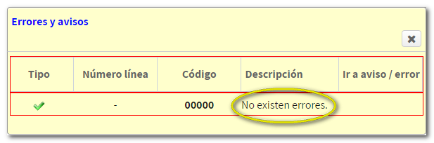 Declaración sin errores