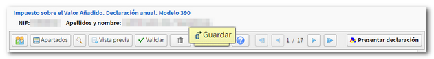 botón guardar en los servidores de la AEAT