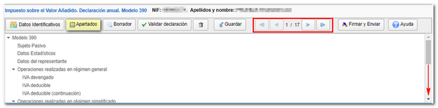Apartados de la declaración