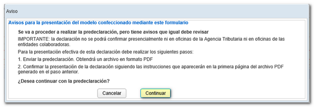 Aviso generar predeclaración