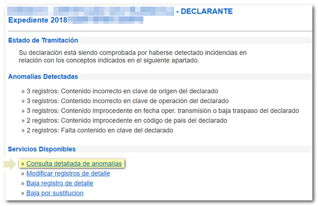 Consulta detallada de anomalías