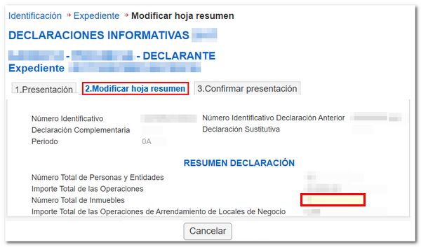 Errores en la hoja resumen