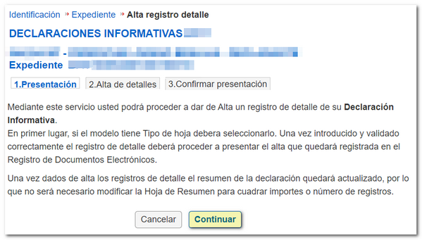 Continuar alta registro de detalle