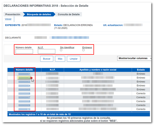 búsqueda de registros con anomalías