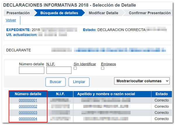 localizar registro de detalle