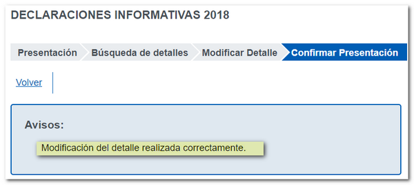 confirmación registros modificados