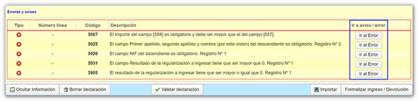 Errores y avisos