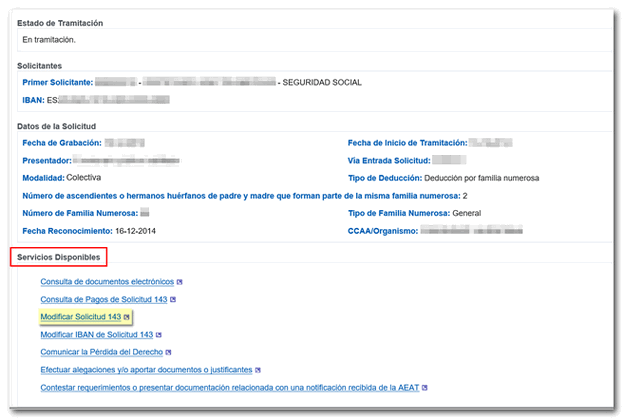 modificar datos de la solicitud