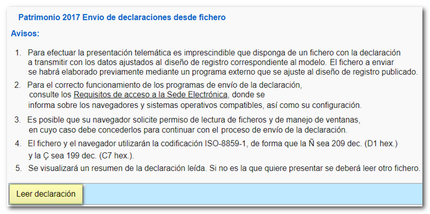 leer fichero de declaración patrimonio 2017