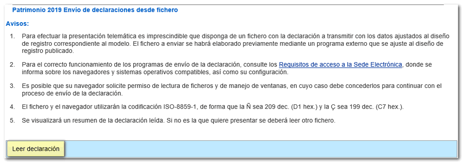 leer fichero de declaración patrimonio 2019